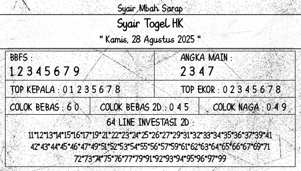 Syair Mbah Sarap - Syair Togel HK